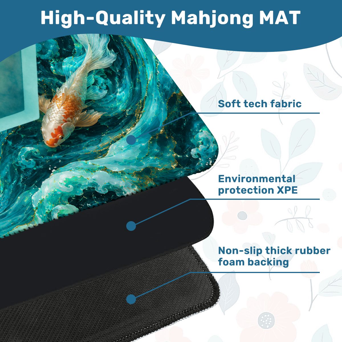 Koi Fish Tranquil Tides Mahjong Mat