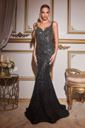 FITTED STRETCH SATIN RHINE STONE DRESS