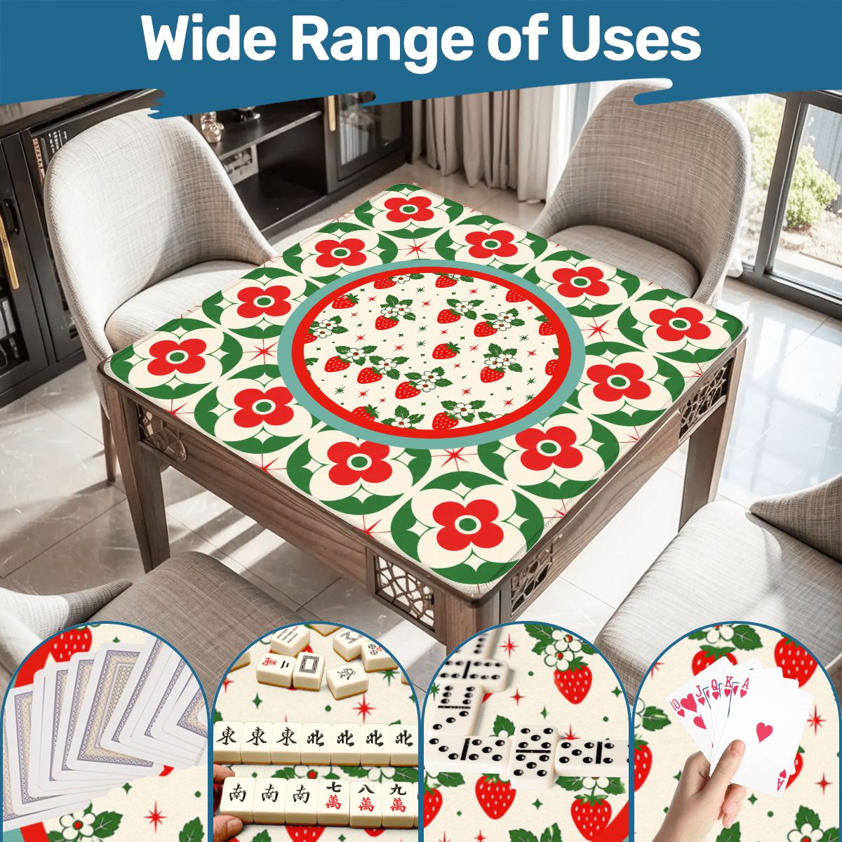The Bloom-a-Rama Red And Green Mahjong Mat