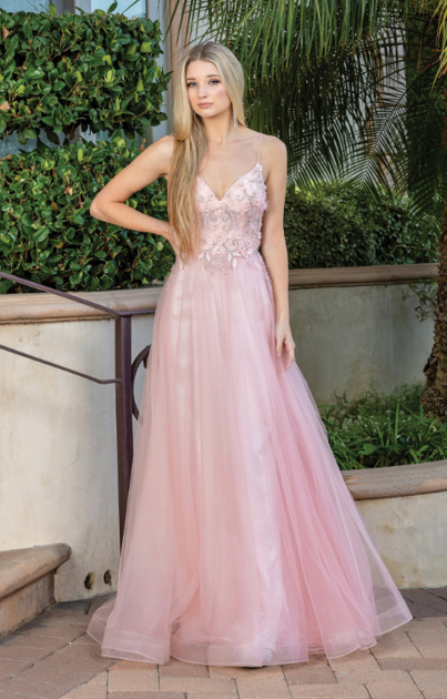 Elegant A-Line Evening Gown with Embroidered