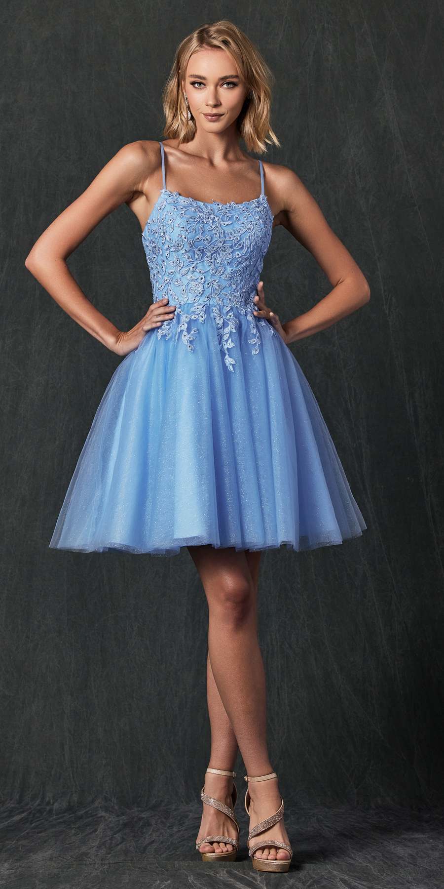 Juliet 860 Short Floral Applique BaDoll Dress
