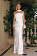 STRAPLESS MATTE SATIN BODICE BRIDAL GOWN