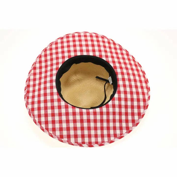 Straw Brim Hat w/Gingham Print ST3006