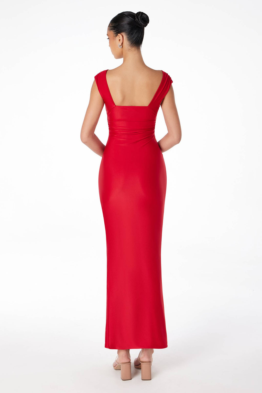 FITTED DRESS WITH SEMI-STRETCH AND LEG SLIT