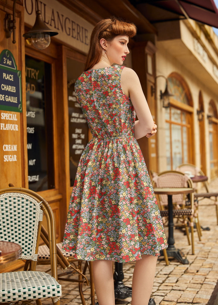 Colorful Floral Vintage Dress