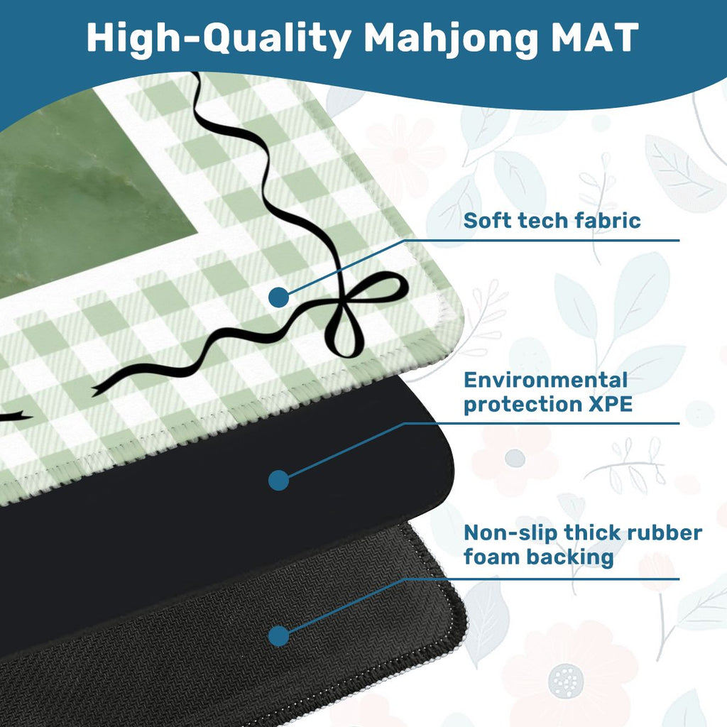 Jade Ite  Green Nostalgic Gingham Mahjong Mat