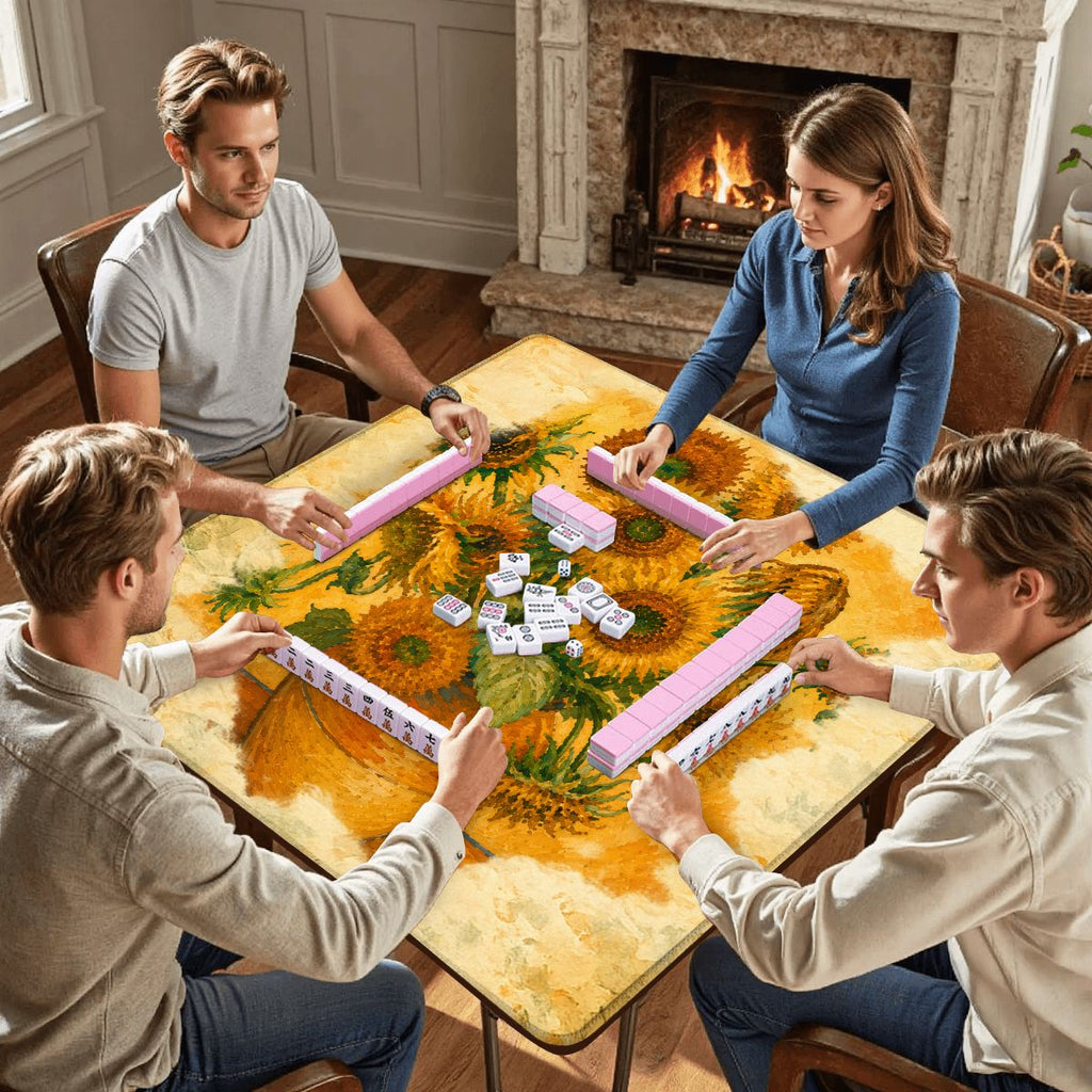 The Mahj Gogh Watercolor Sunflower Mahjong Mat
