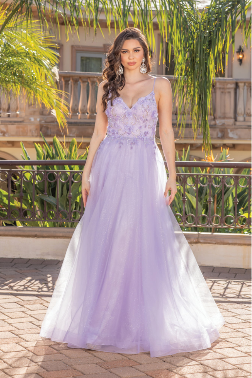 Elegant A-Line Evening Gown with Embroidered
