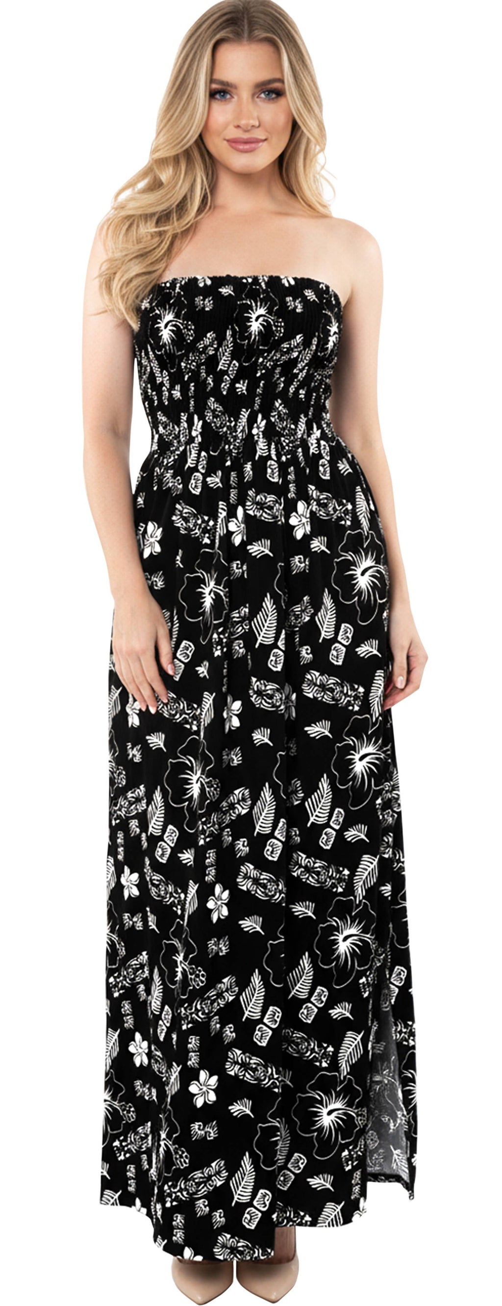 LA LEELA Women's Tropical Floral Evening Dress P01192