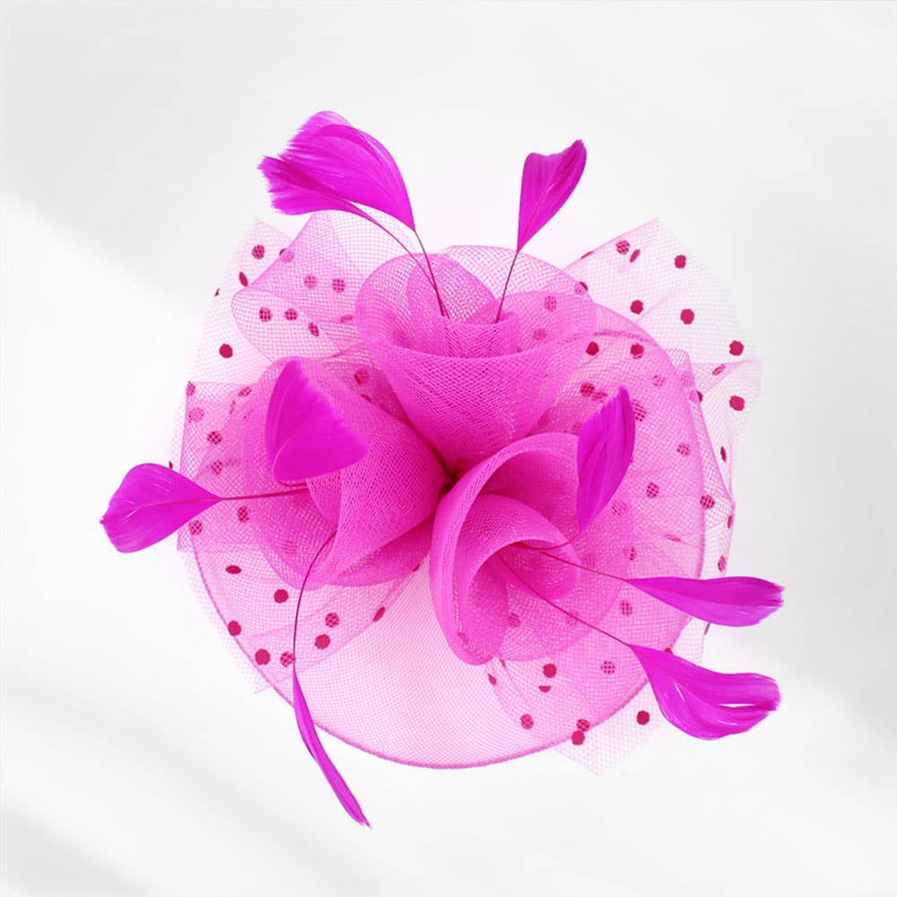 Feather Mesh Flower Fascinator / Headband