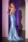 EMBELLISHED LACE & SATIN FITTED GOWN