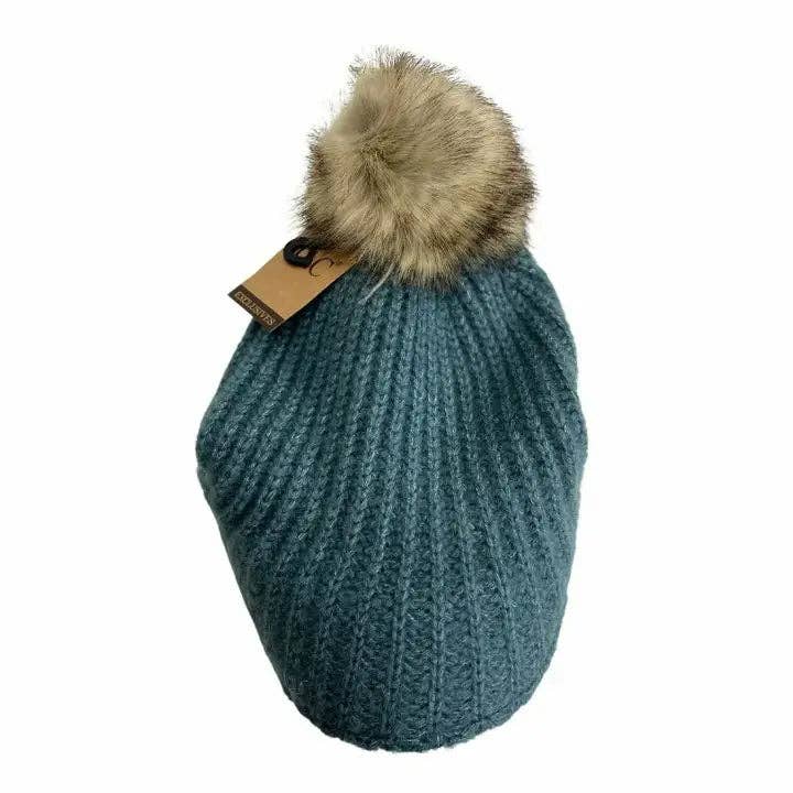 Knitted Brim C.C Beanie with Pom YJ2036