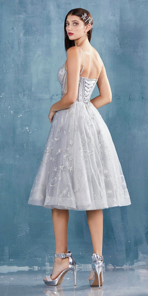 Andrea & Leo A0823 Illusion Bodice Short Prom Dress with Corset Back