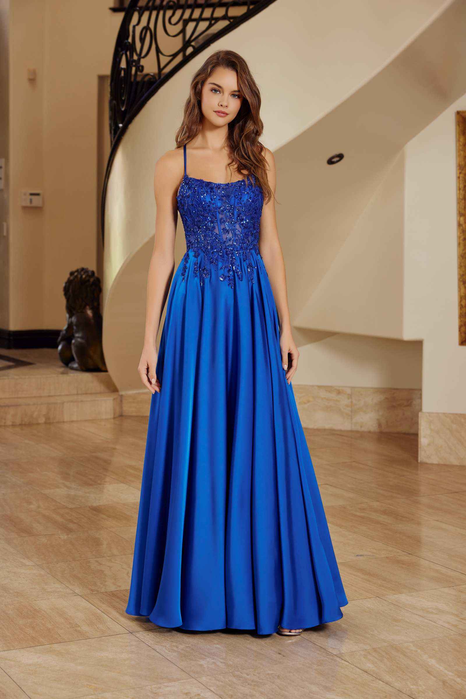 Nox Anabel A1725 Stretch Satin A-Line Dress