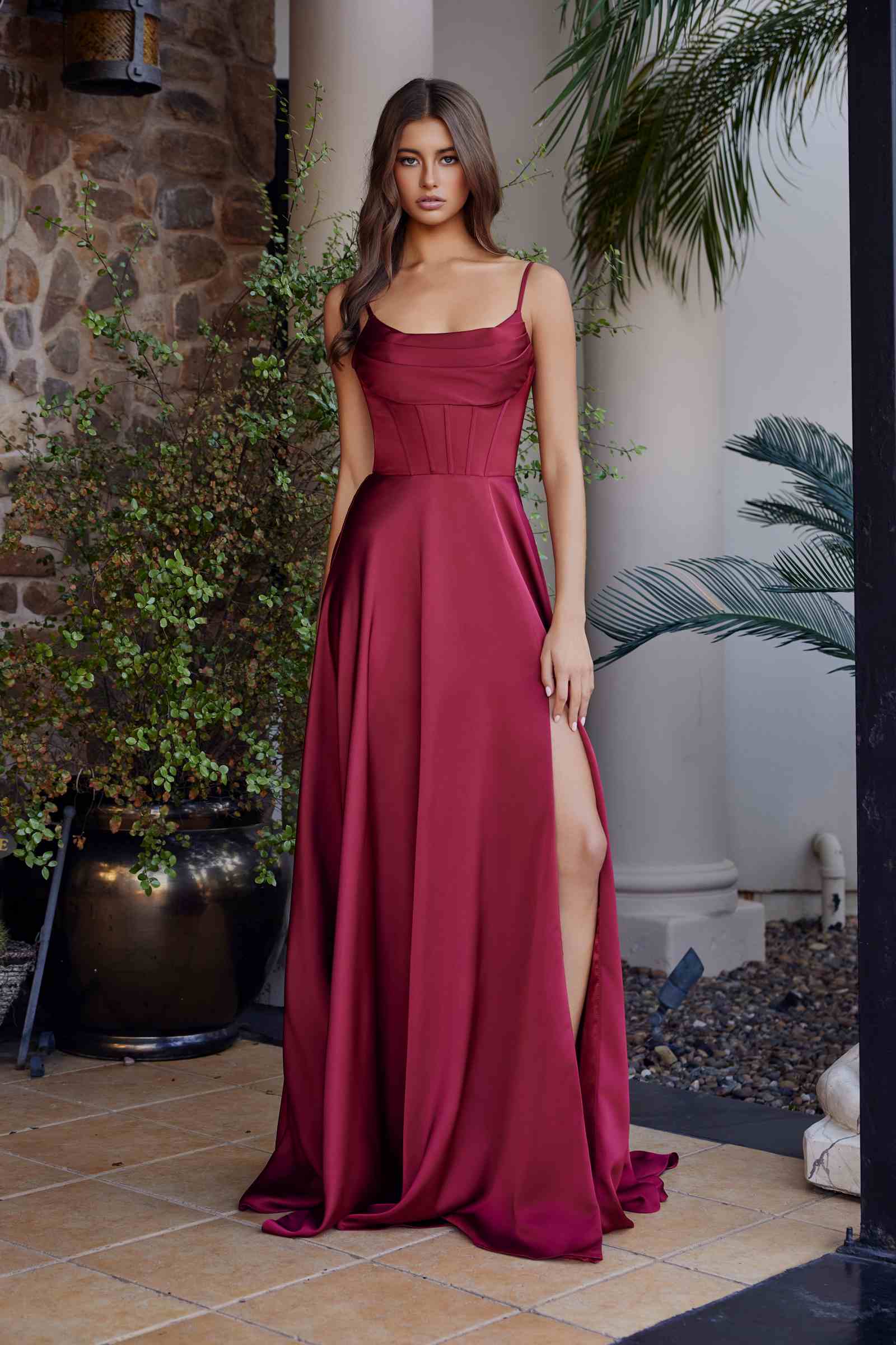 Nox Anabel A1744 Elegant Stretch Satin A-Line Evening Dress