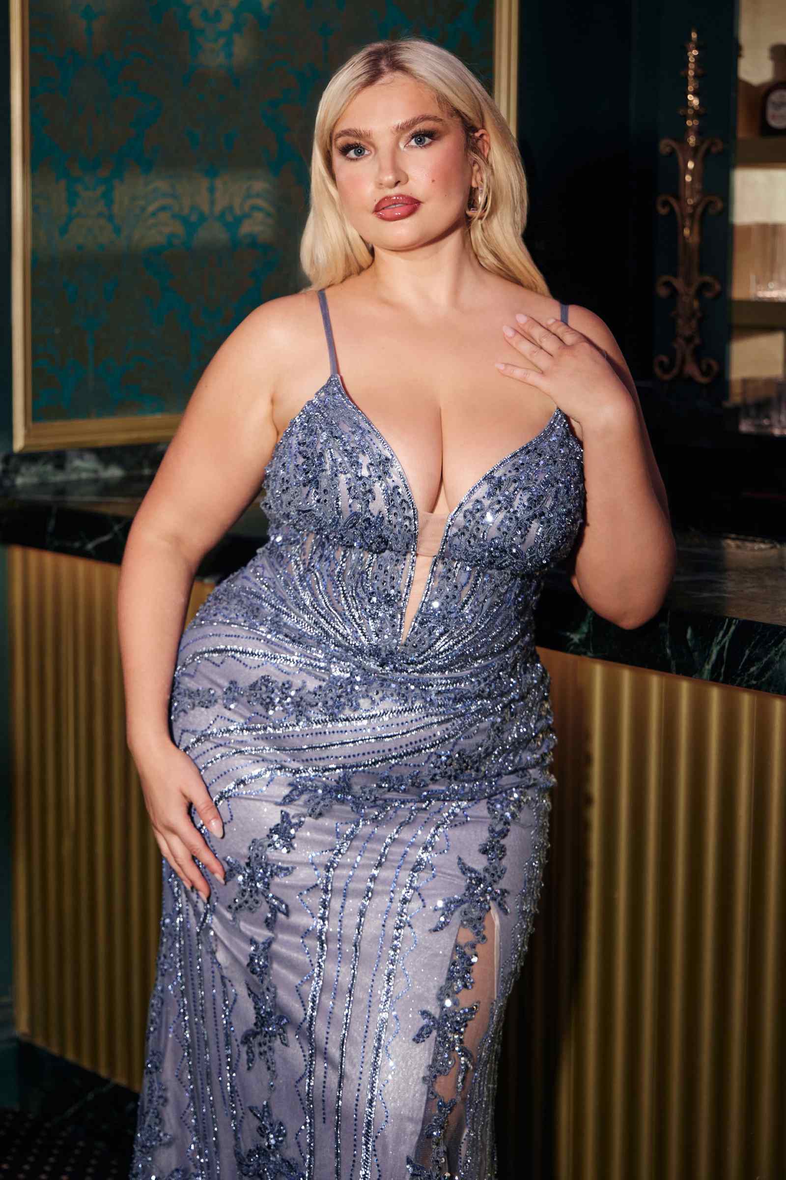 Ladivine CC0389C Dress Lace Embellished Fitted Gown
