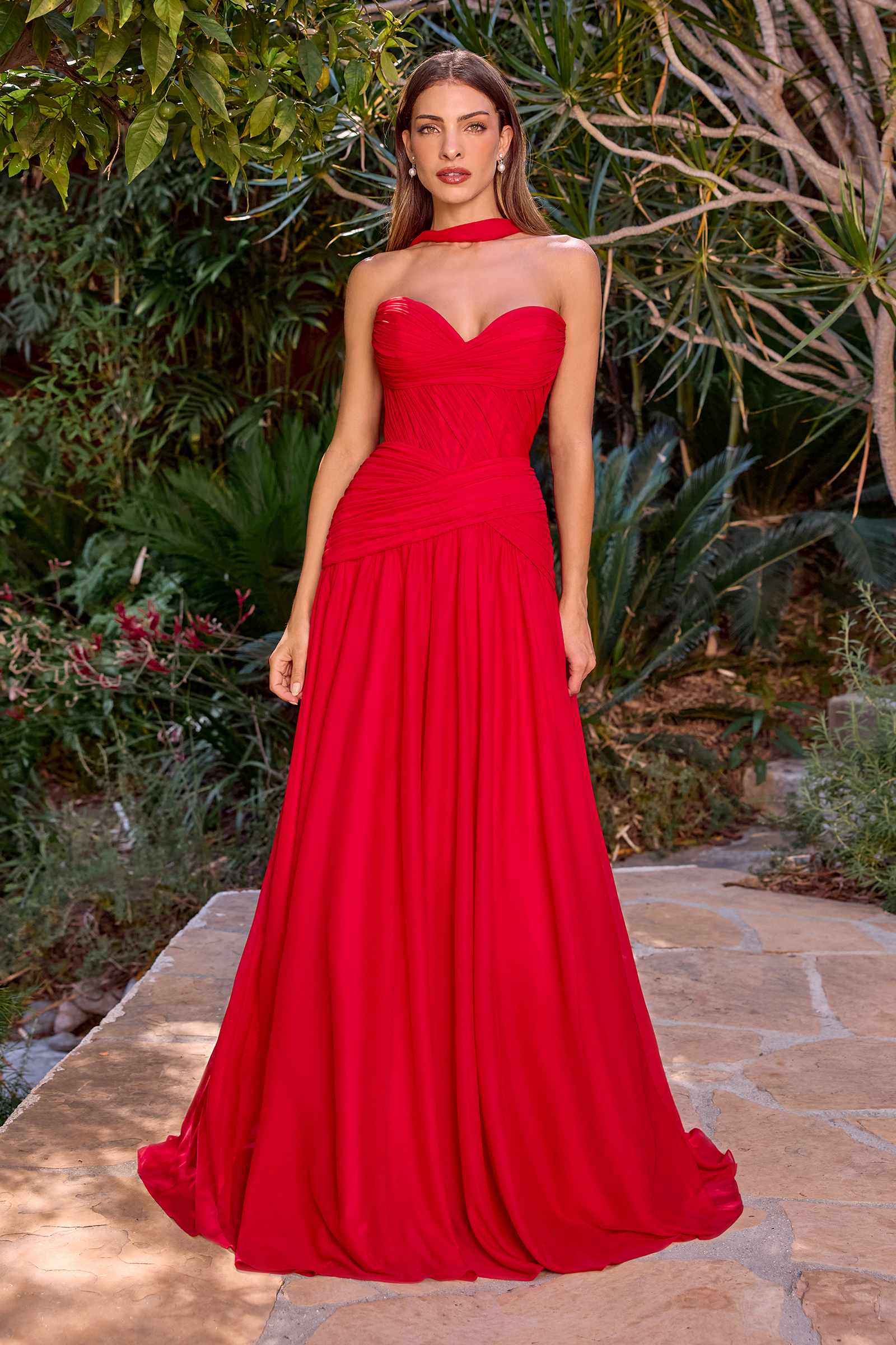 Ladivine CD395 Outdoor Soirees A-line Flowy Strapless Dress