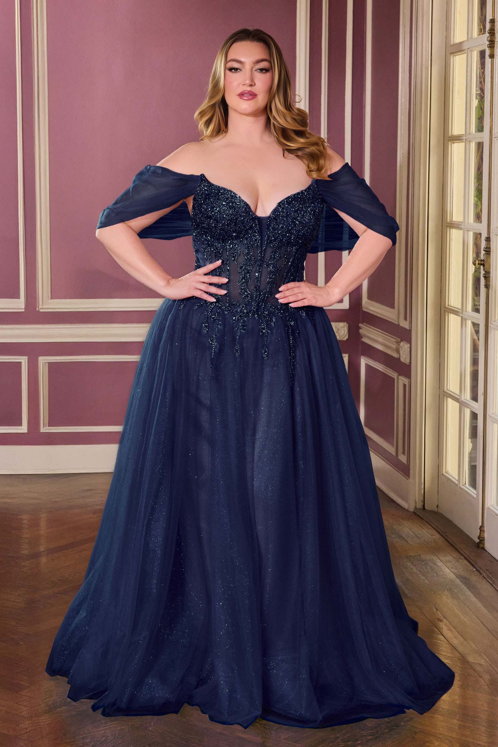 Ladivine CD721C Strapless A-Line Sweetheart Corset Bodice Plus Size Dress