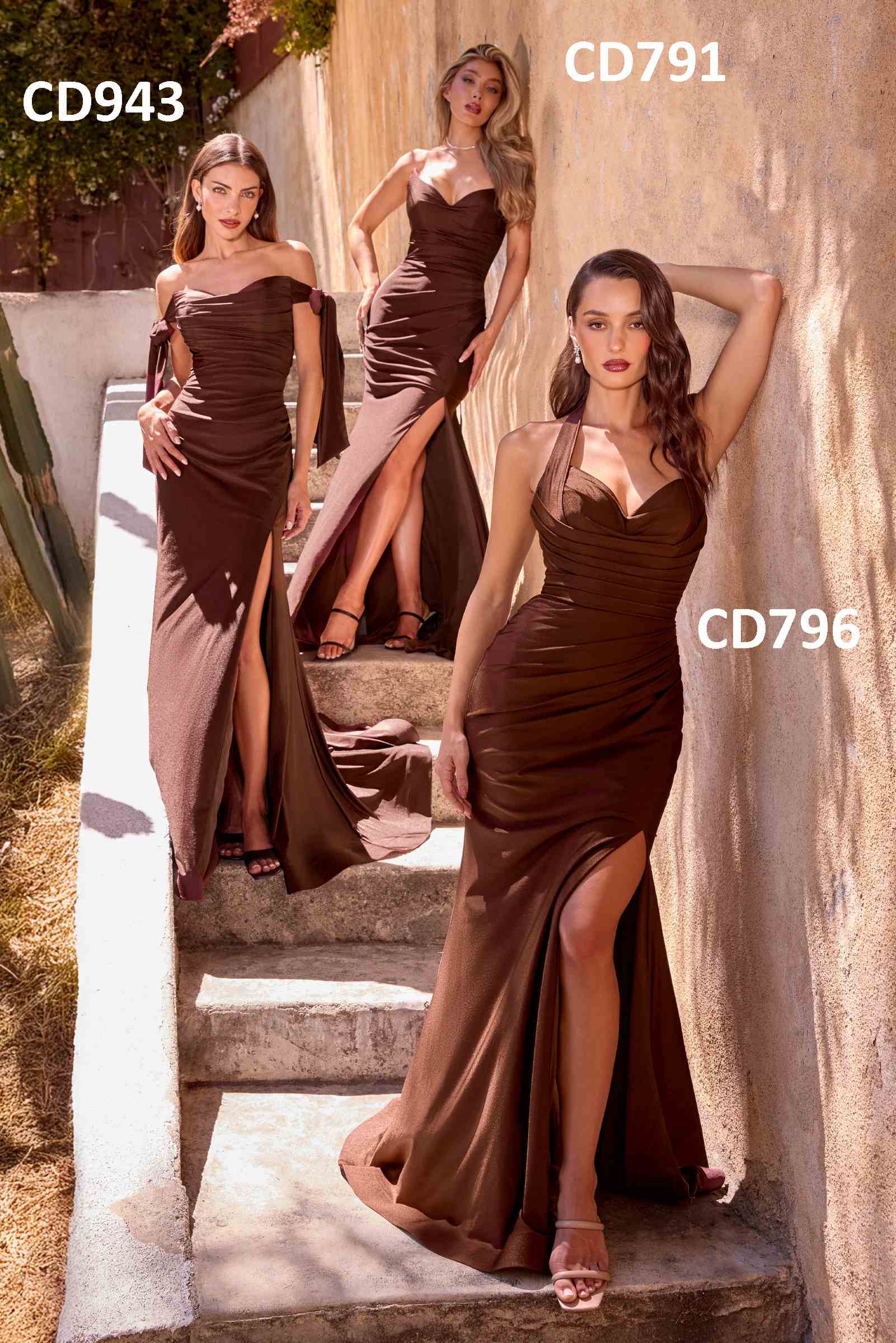 Ladivine CD791 Dress Strapless Stretch Satin Fitted Gown with Slit