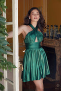 Nox Anabel K822 Short Halter Top Pleated Homecoming Dress