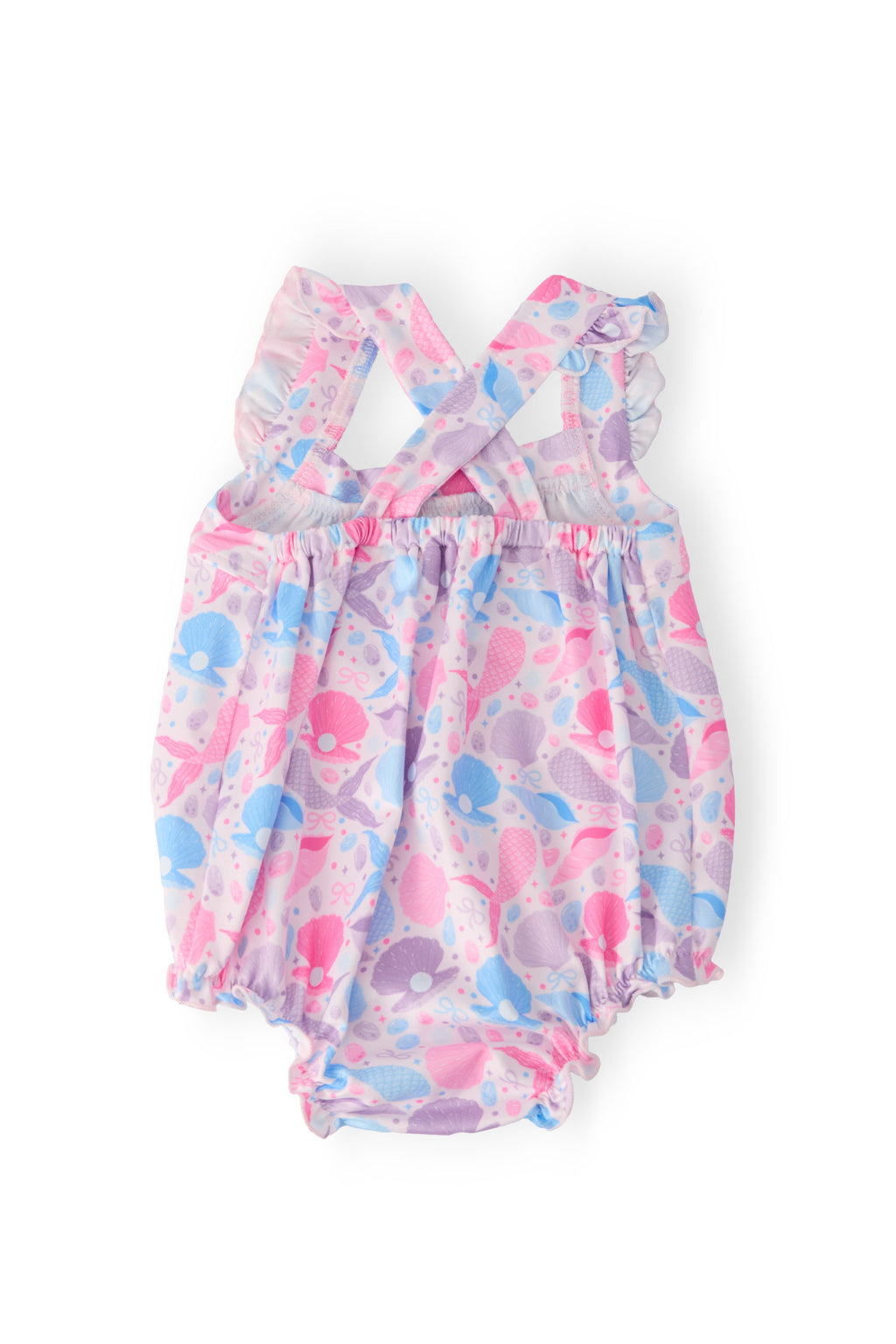 Mermaid Tails Ruffle Cross Back Romper