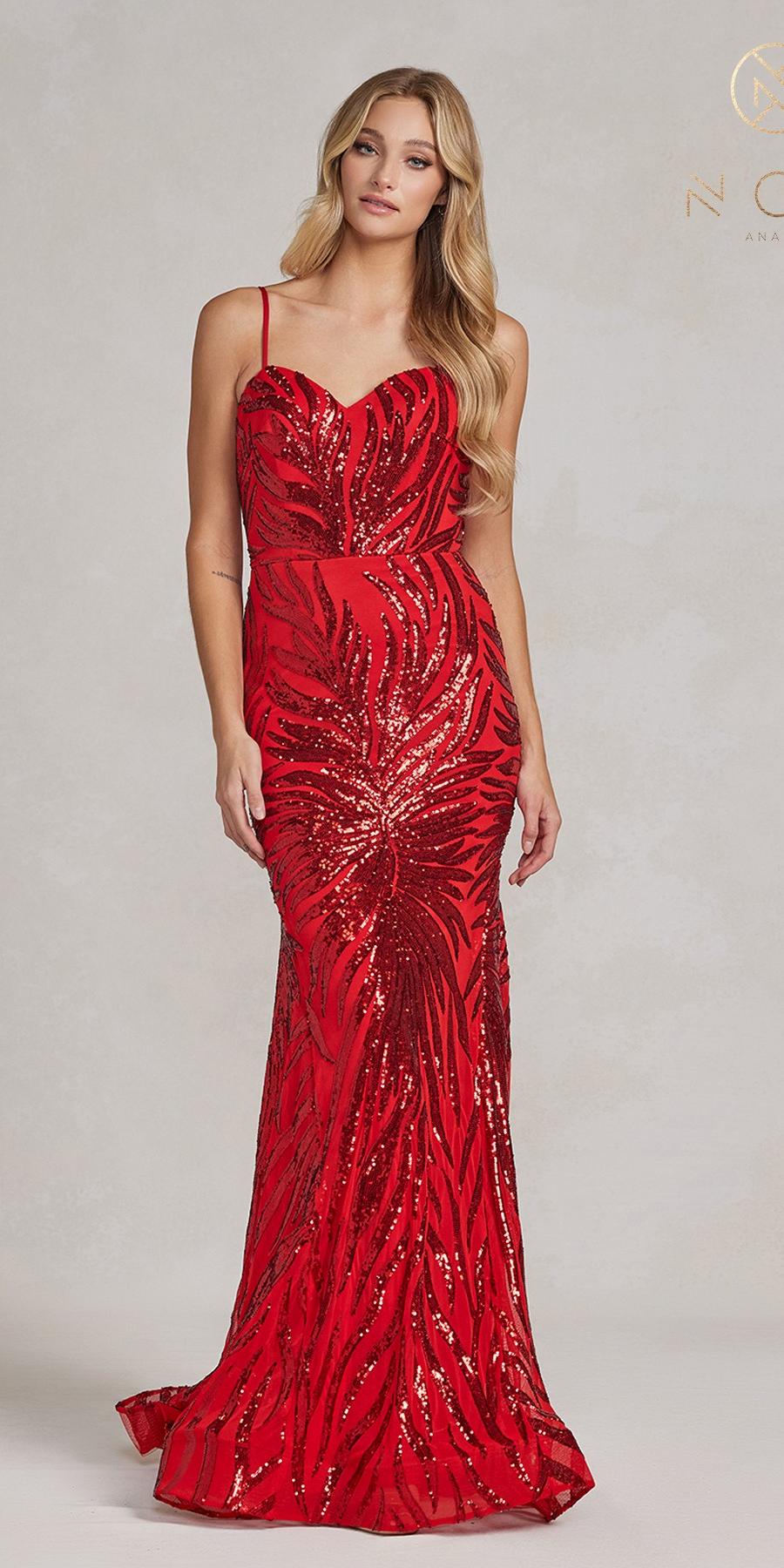 Nox Anabel R1072 Floor Length Fitted Sequins Gown