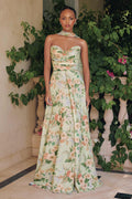 Amoris T717 Floral Chiffon A-Line Gown Corset Back