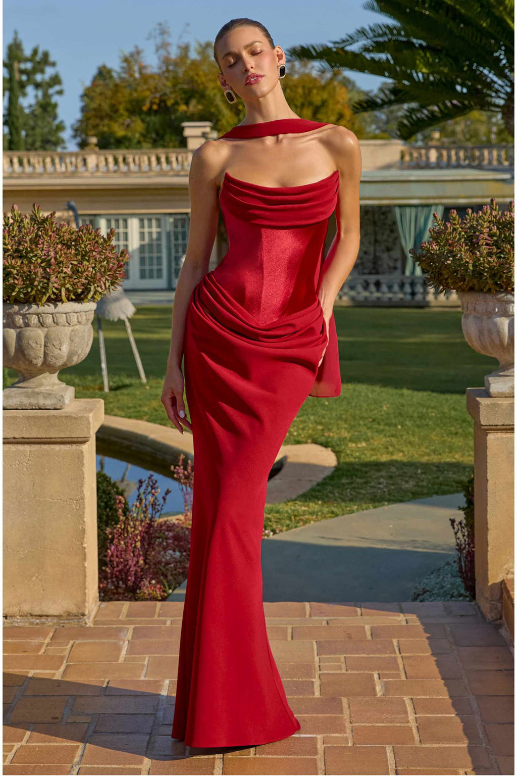 Amoris T732 Strapless Fitted Column Semi-Formal Gown