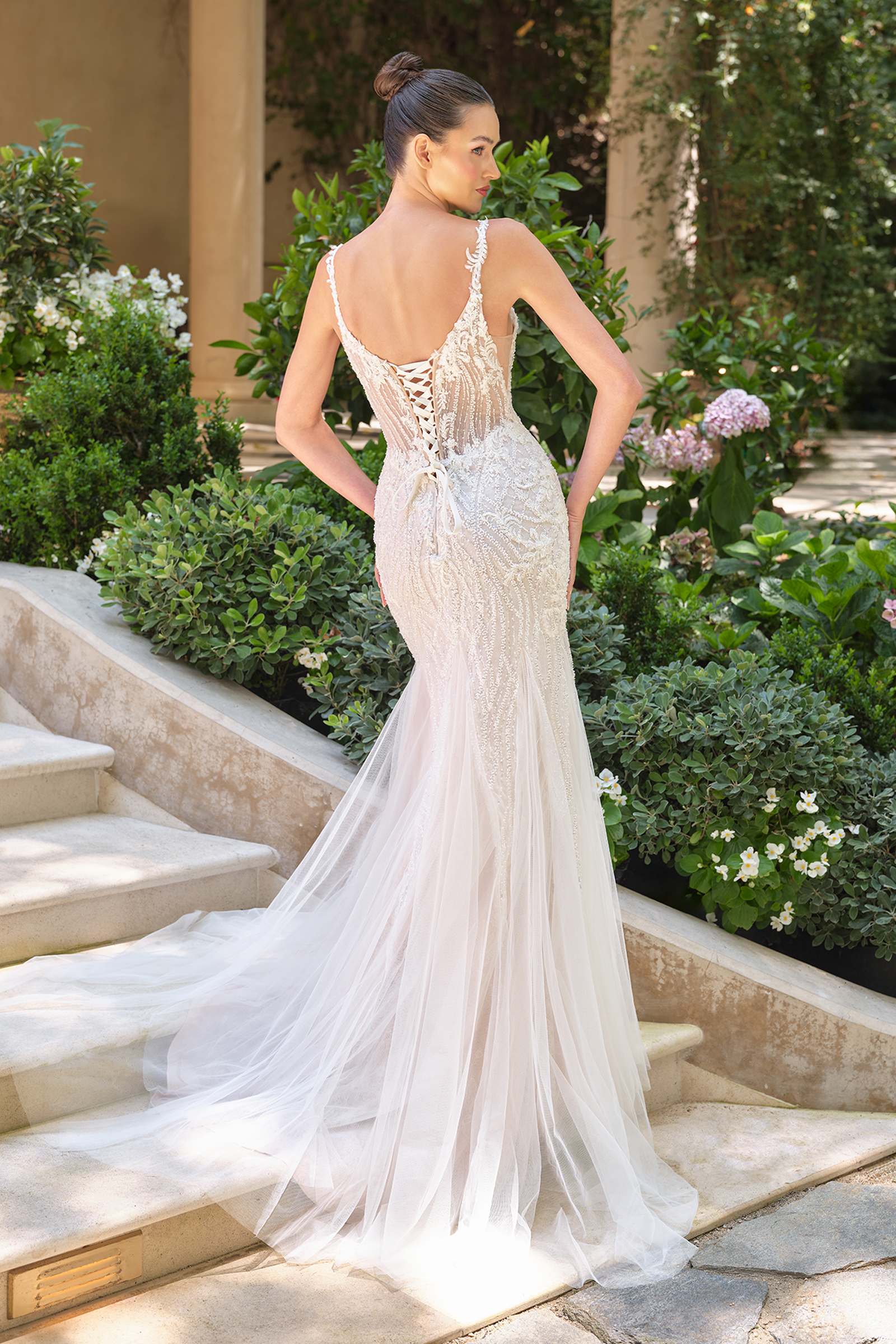 Andrea & Leo WL066 Fit and Flare Deep Illusion Wedding Gown