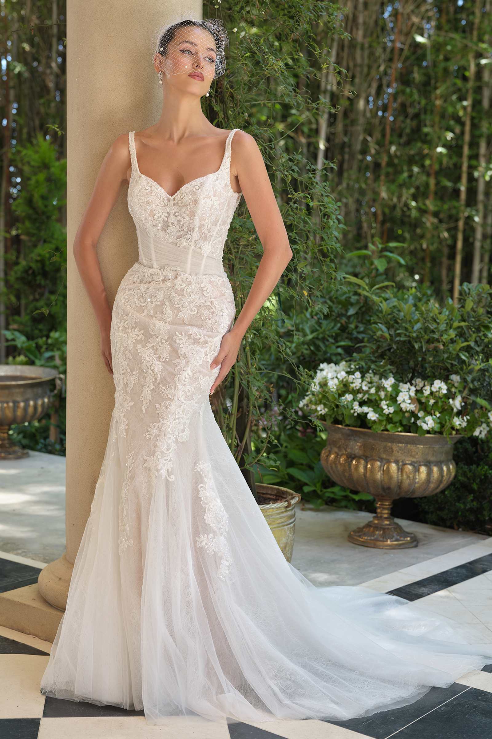 Andrea & Leo WL068 Fitted Sweetheart Embroidered Lace Mermaid Dress
