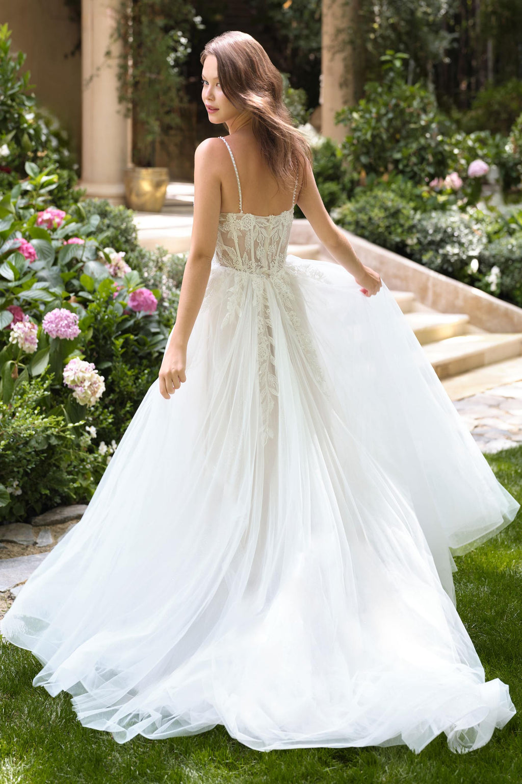 Andrea & Leo WL087 Lace Applique Spaghetti Strap A-Line Wedding Gown