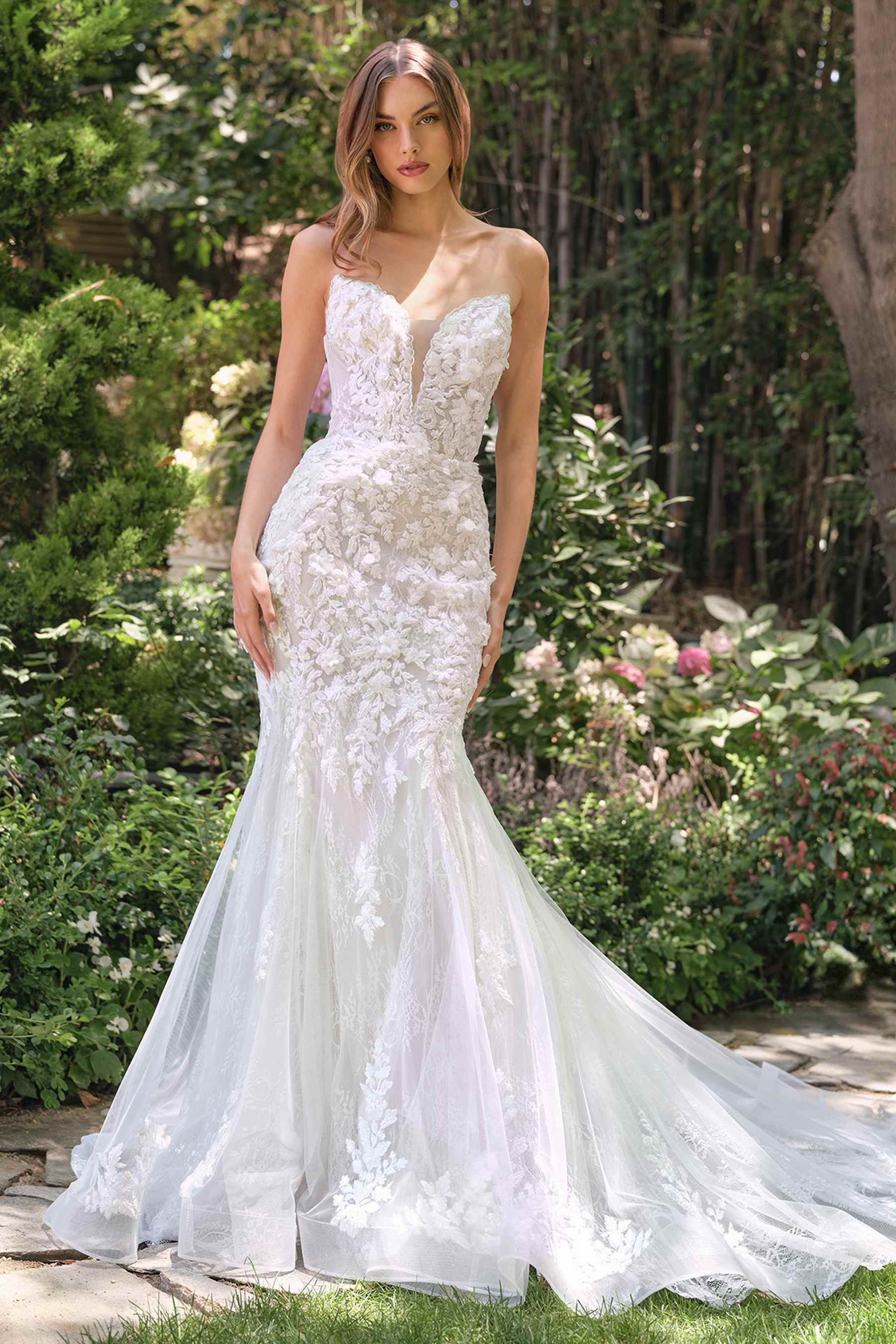 Andrea & Leo WL088 Fitted Mermaid Bridal Gown Strapless Layered Tulle