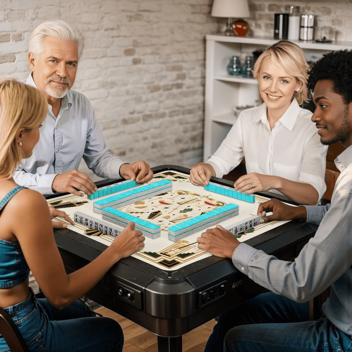 Art Deco Speakeasy Cocktail Mahjong Mat