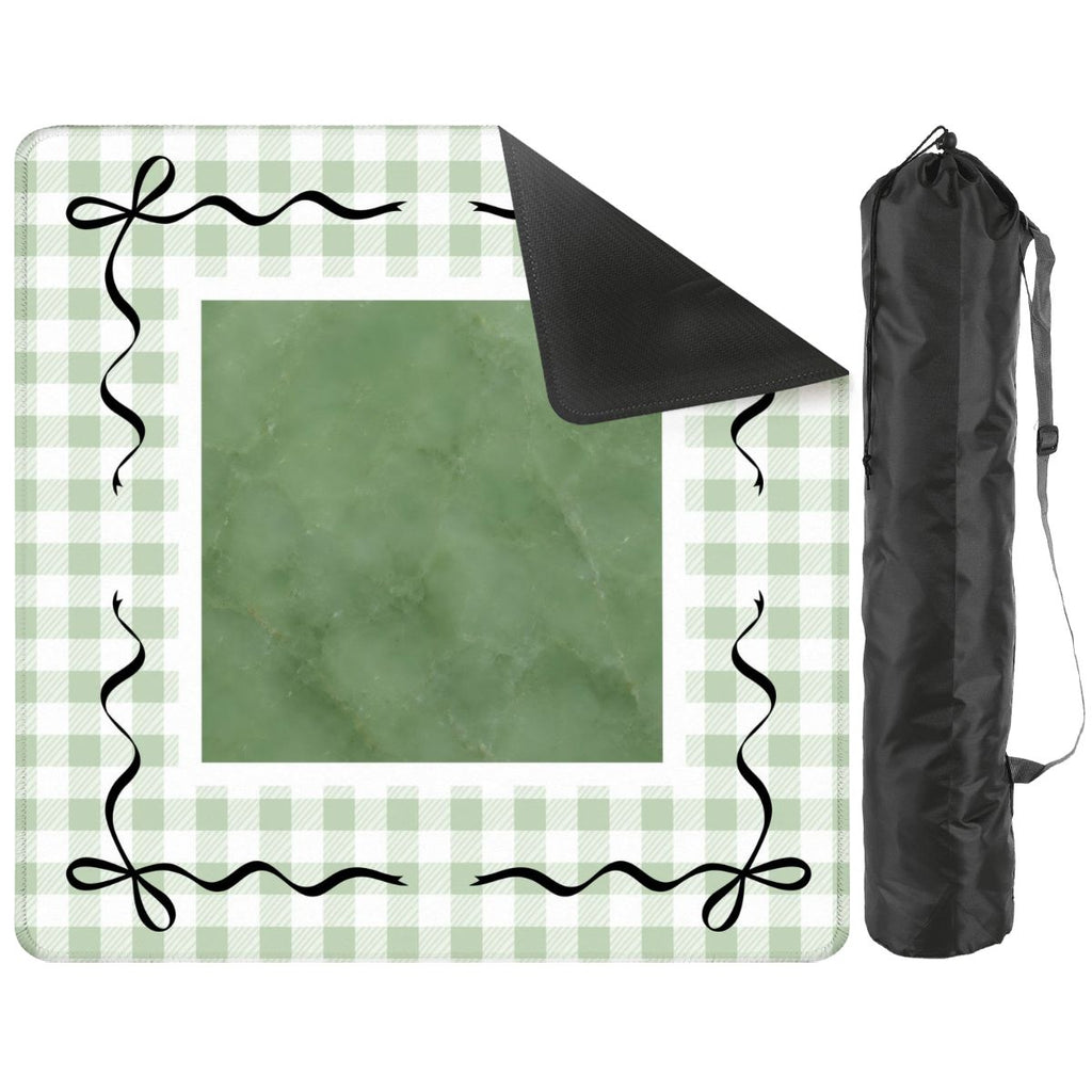 Jade Ite  Green Nostalgic Gingham Mahjong Mat