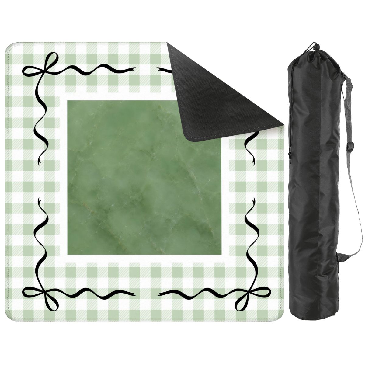 Jade Ite  Green Nostalgic Gingham Mahjong Mat