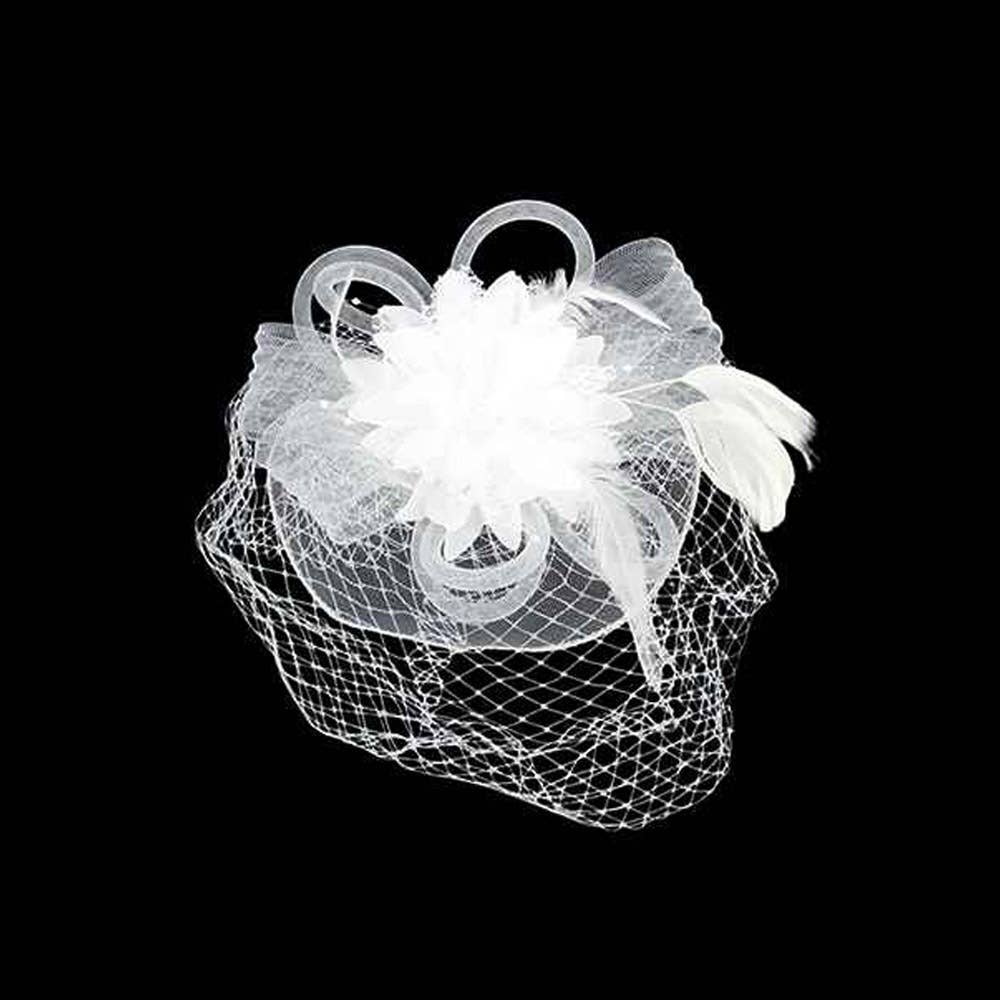Bow Flower Feather Mesh Fascinator / Headband