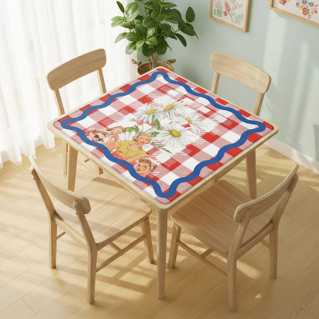 The Real Mahj Wives Red Gingham Nostalgic Mahjong Mat