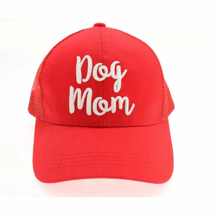 Dog Mom Embroidered Mesh Back High Ponytail CC Ball Cap BT10-DM