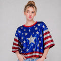 American USA Star Sequin Patriot Graphic Top