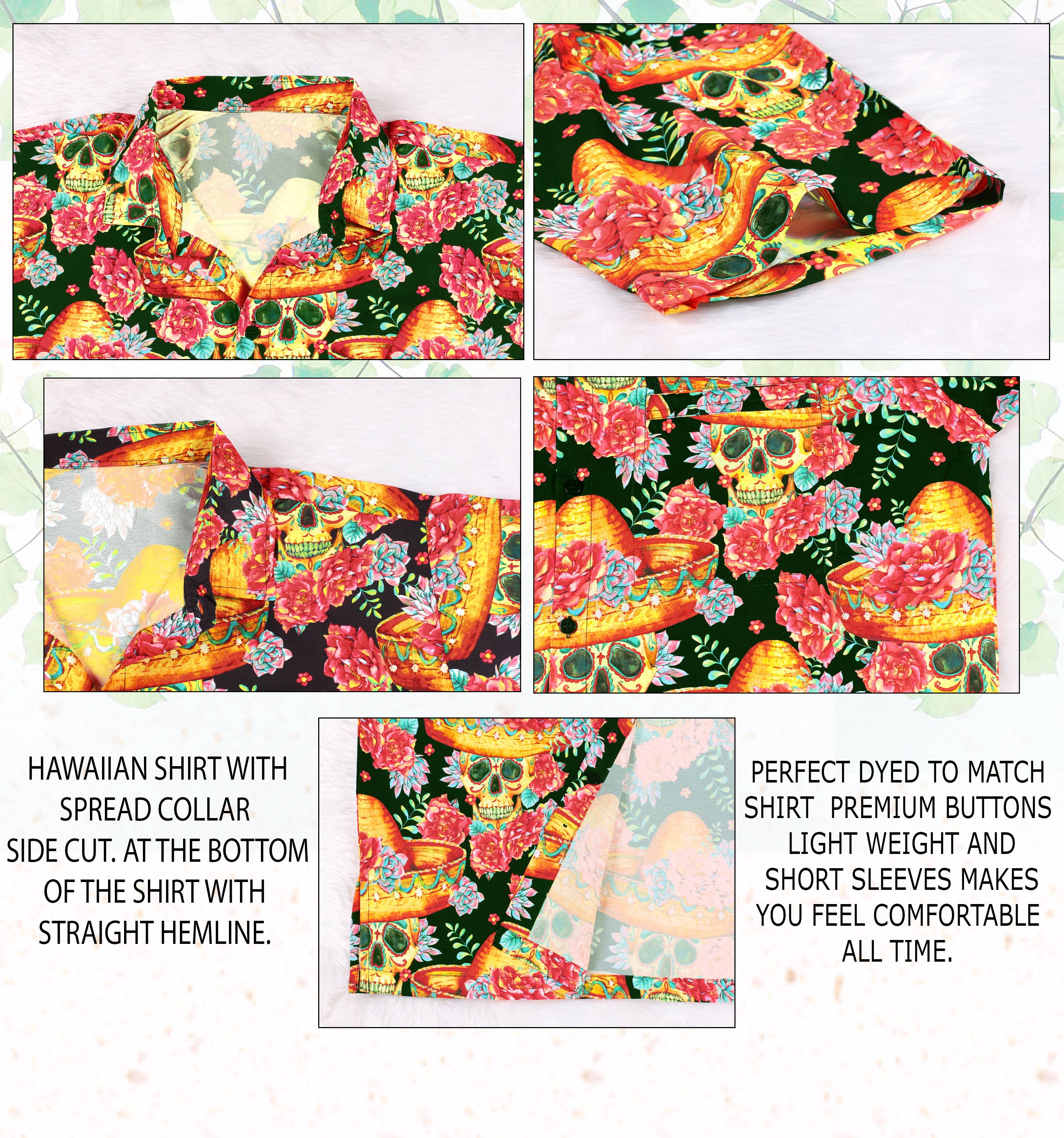 LA LEELA Men's Halloween Hawaiian Shirts Multi P00177
