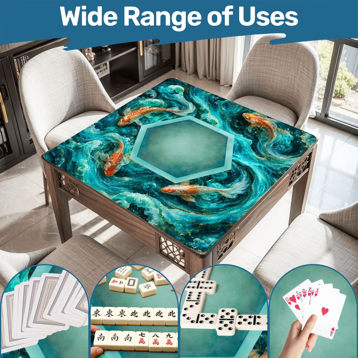 Koi Fish Tranquil Tides Mahjong Mat