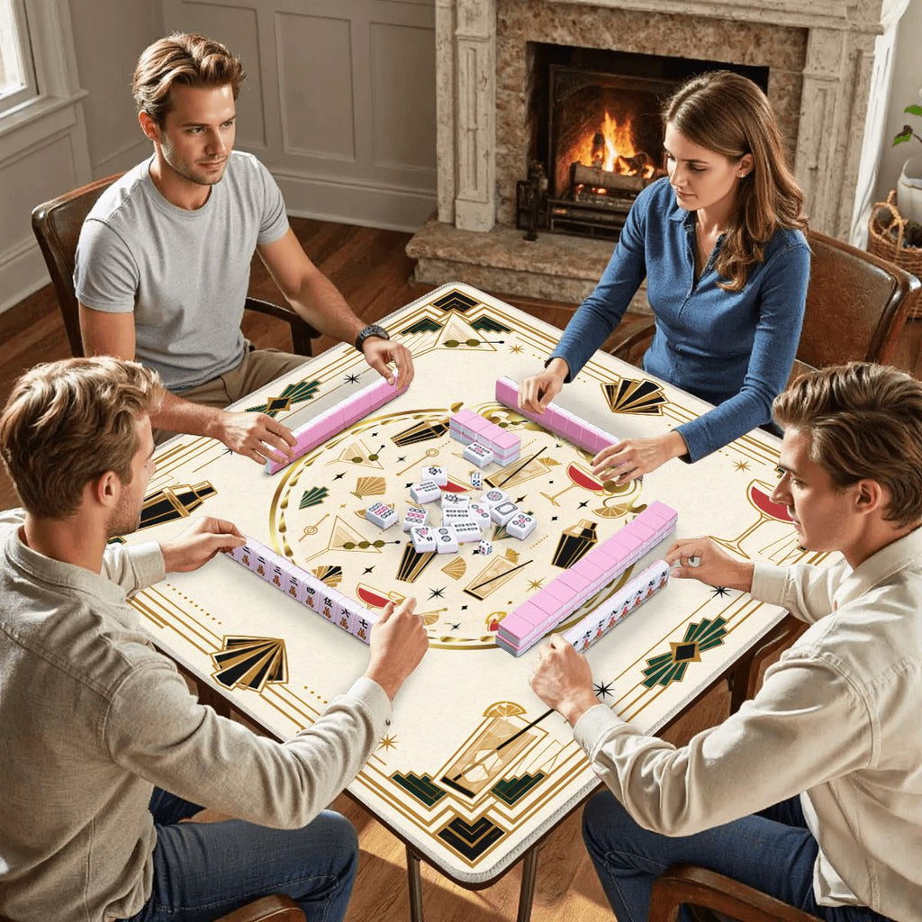 Art Deco Speakeasy Cocktail Mahjong Mat