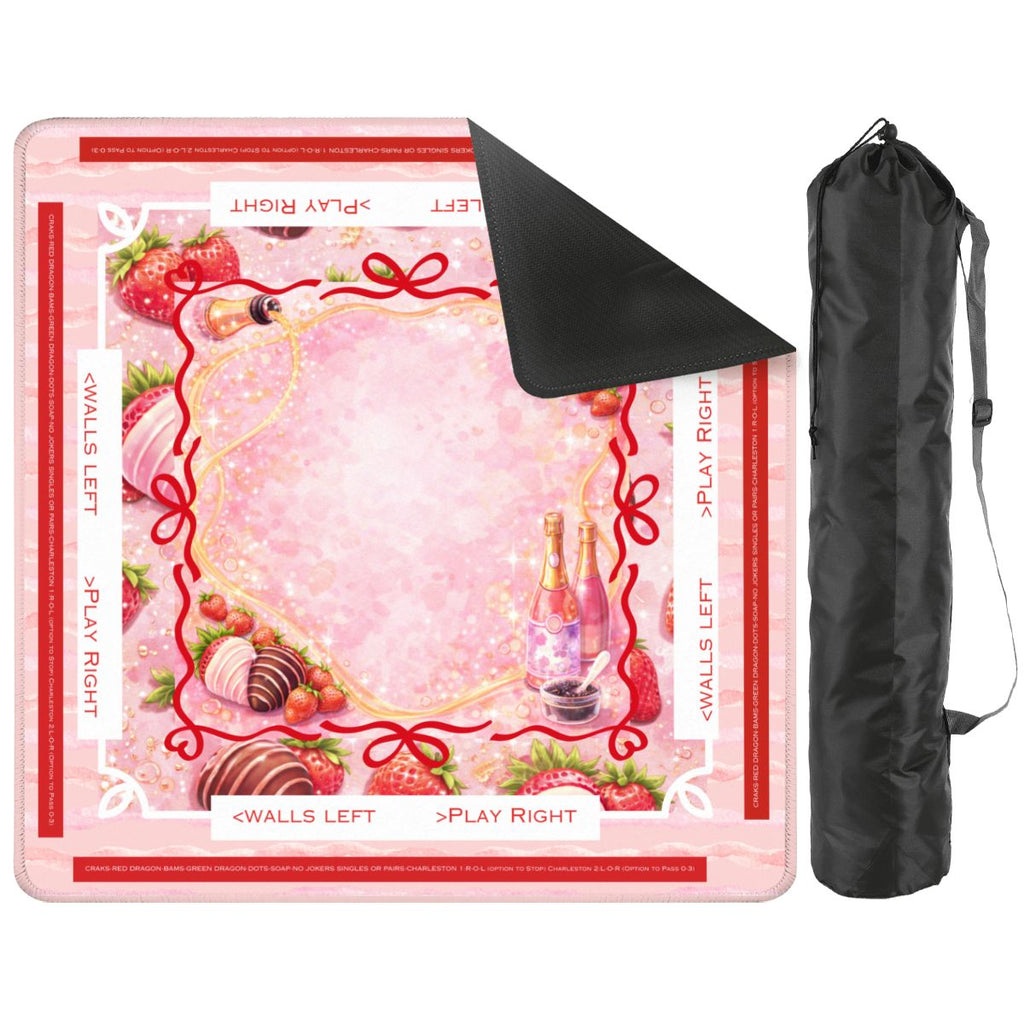 Strawberries And Bubbly Mahjong Mat With Instructions