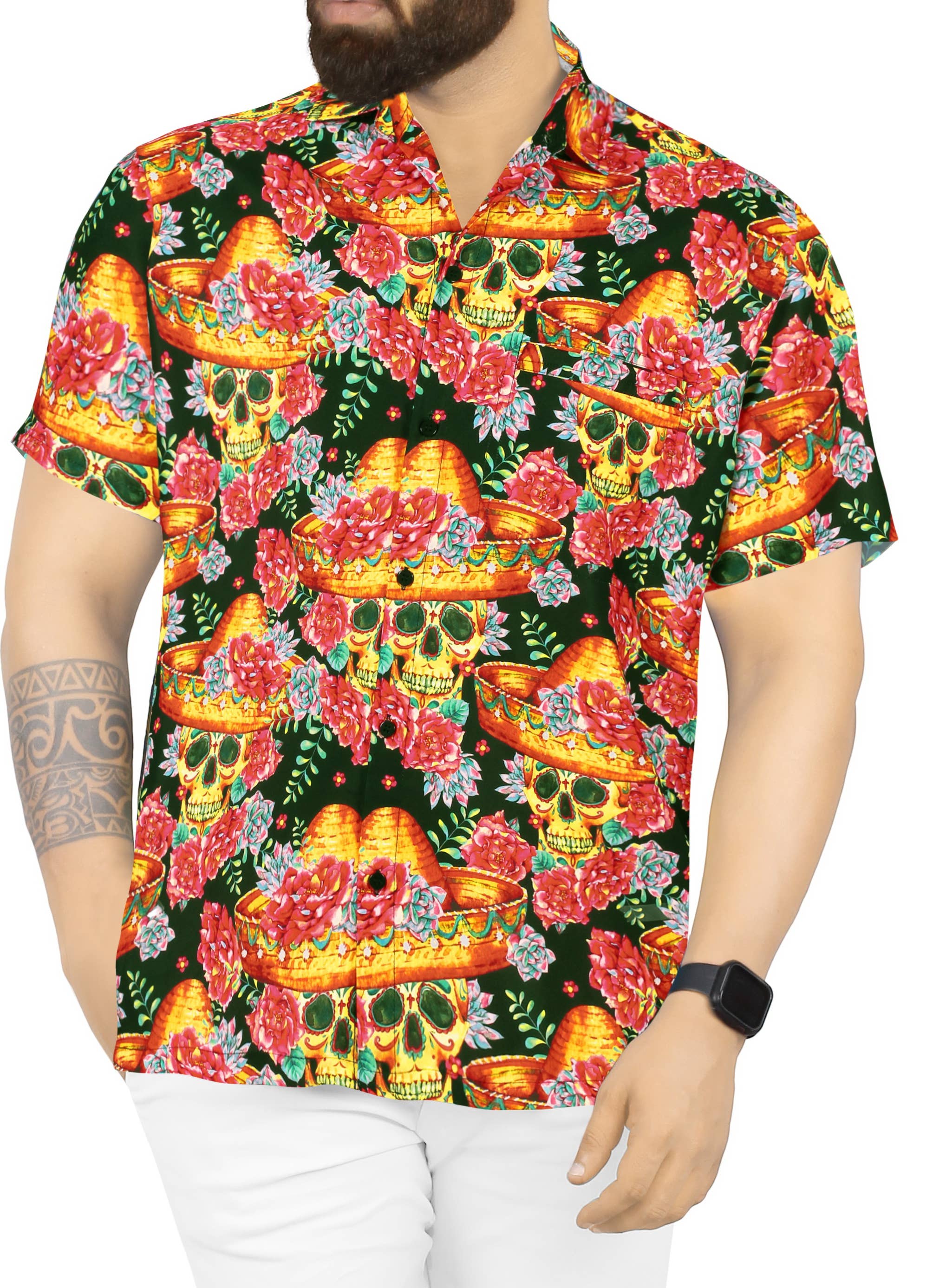 LA LEELA Men's Halloween Hawaiian Shirts Multi P00177