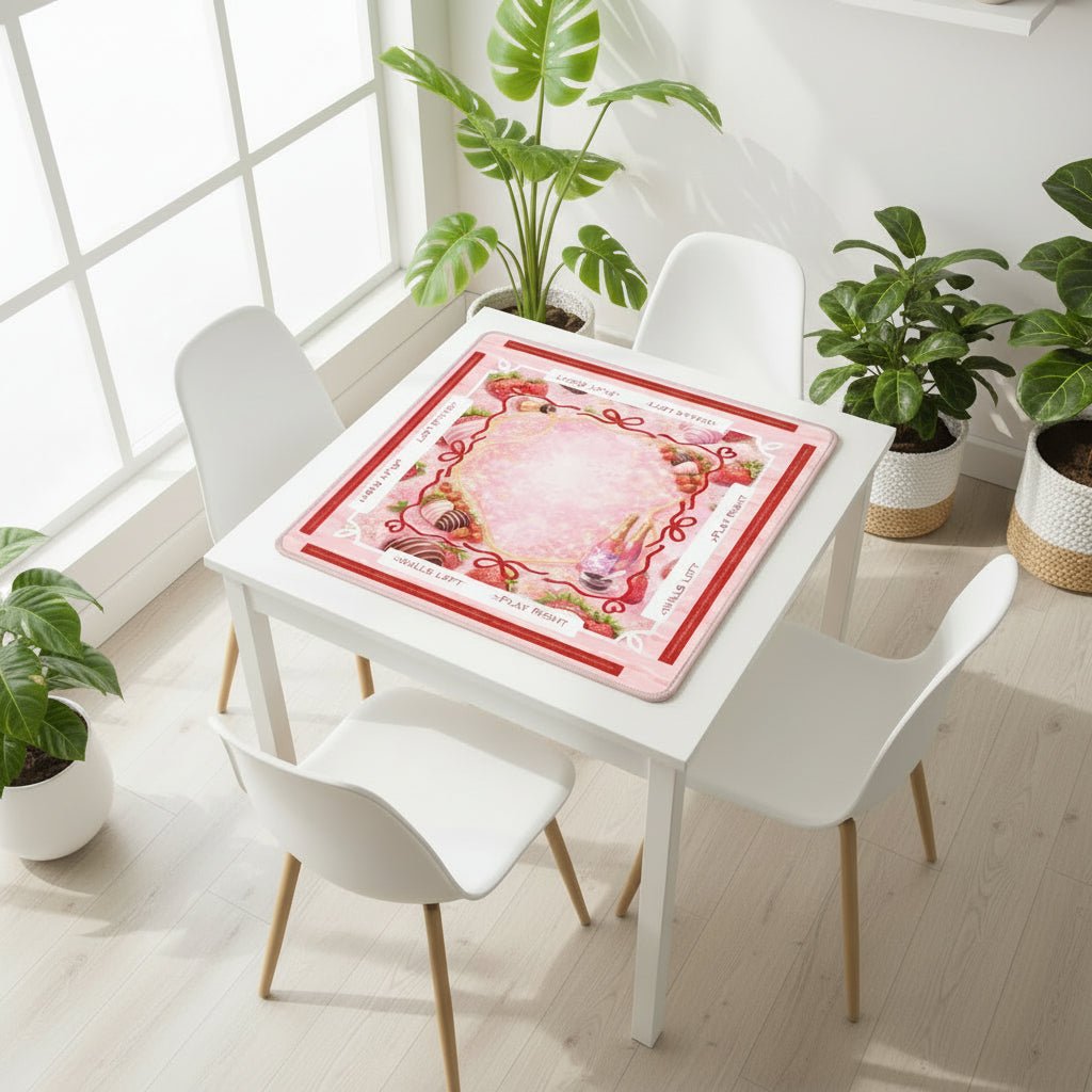 Strawberries And Bubbly Mahjong Mat With Instructions