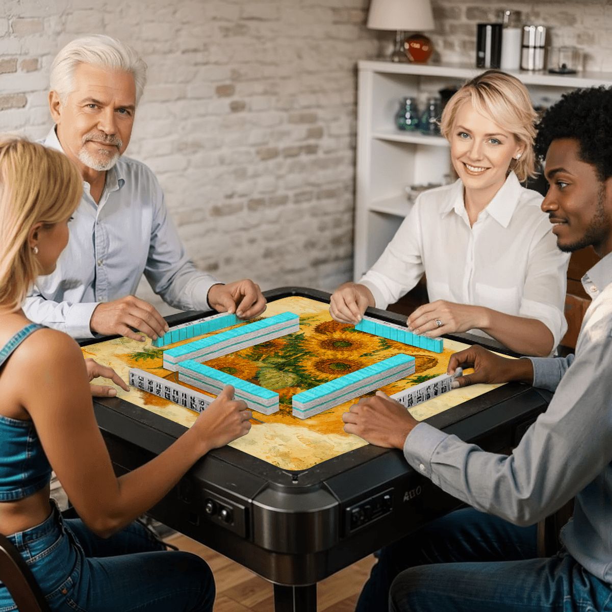 The Mahj Gogh Watercolor Sunflower Mahjong Mat