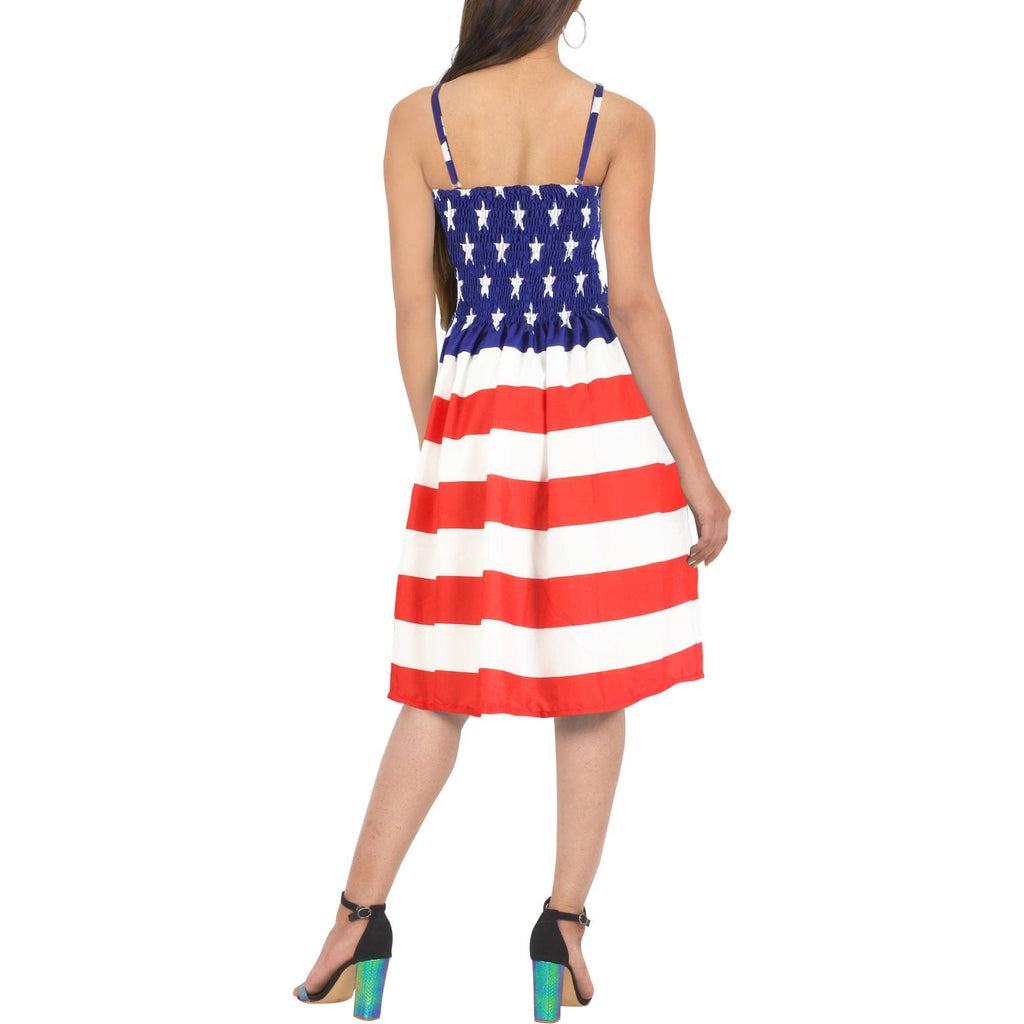 Women's 4th July American Flag Strappy Mini Dress P00809