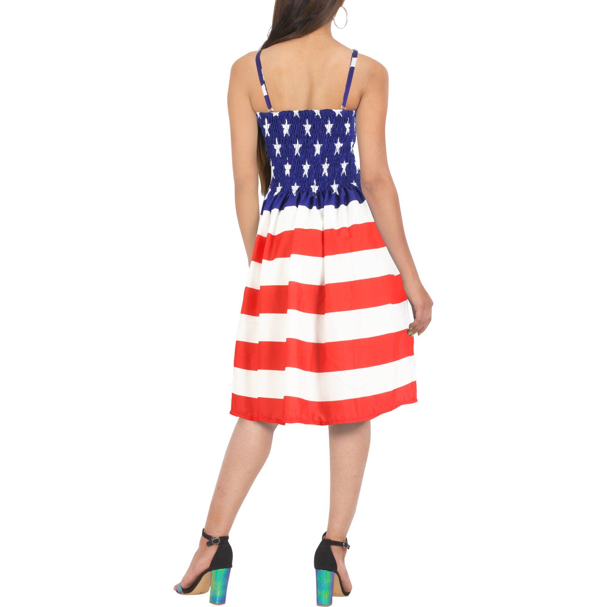 Women's 4th July American Flag Strappy Mini Dress P00809