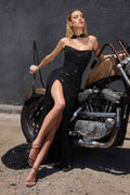 Ladivine CD388 Strapless Draped Neckline Evening Gown