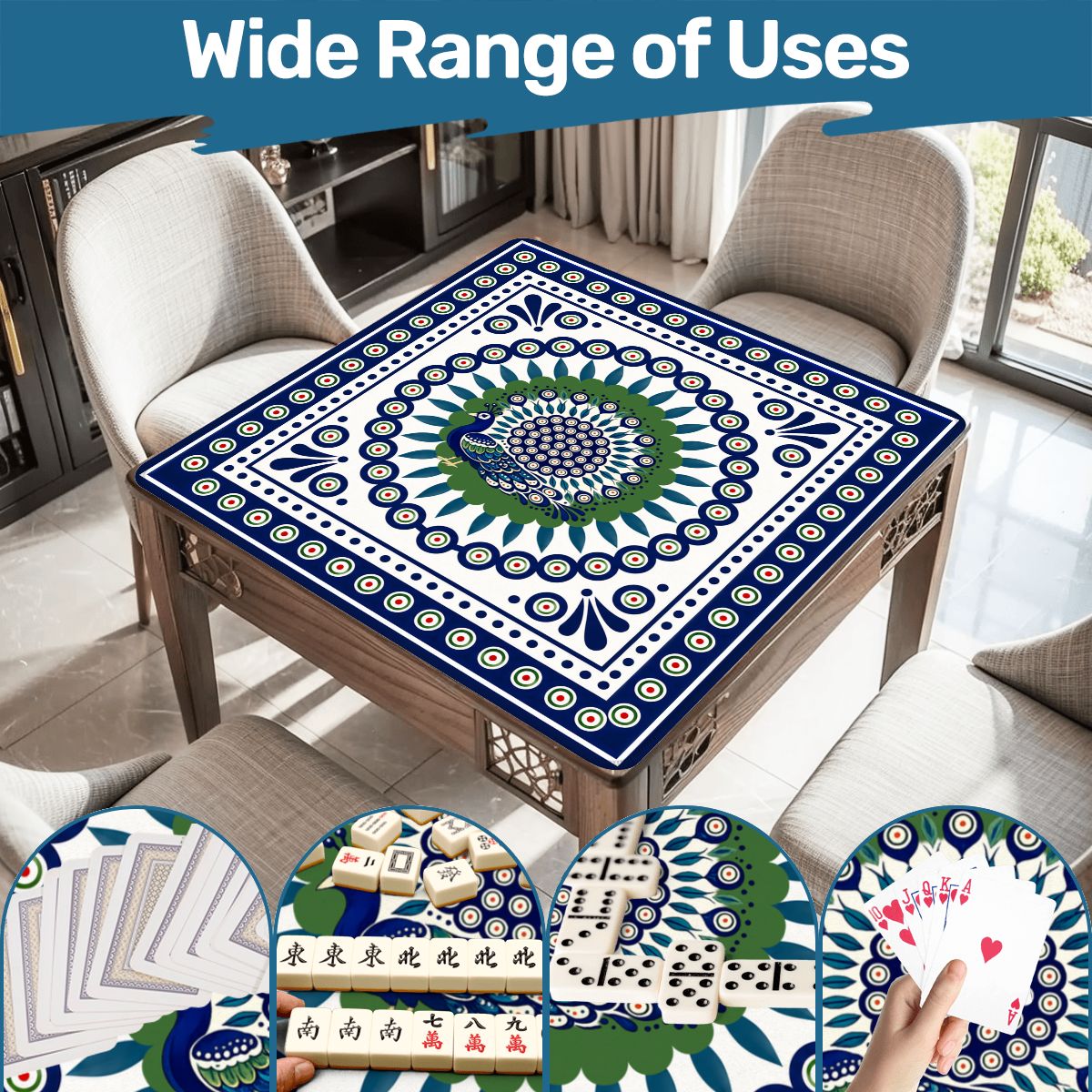 Porcelain Peacock Eye Pottery Inspired Mahjong Mat